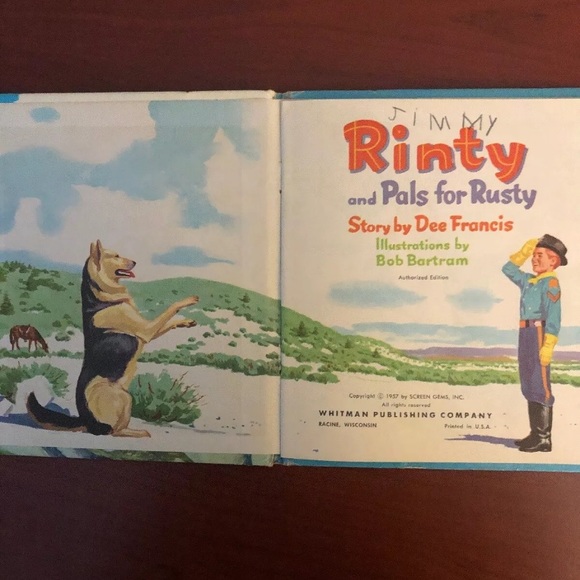Vintage RINTY AND PALS FOR RUSTY 1957 Whitman Tell A Tale Hardcover Book - Picture 2 of 5